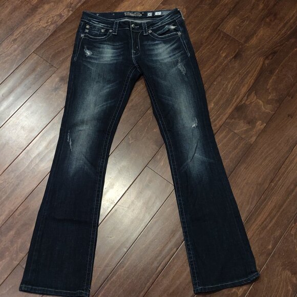 Miss Me JP5123 Boot Dark Wash Distressed Jeans SIZE 30 - Picture 1 of 7